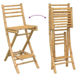 Walplus Outdoor Bar Stools With Footrests 2 Pcs Foldable Bamboo - thumbnail 8