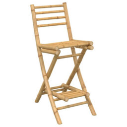 Walplus Outdoor Bar Stools With Footrests 2 Pcs Foldable Bamboo - thumbnail 4