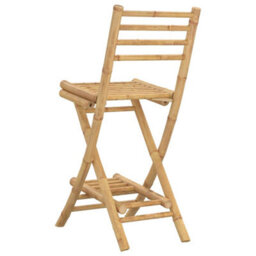 Walplus Outdoor Bar Stools With Footrests 2 Pcs Foldable Bamboo - thumbnail 7