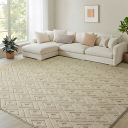 Bedlooms Beige High Low Pile Rug 200X290Cm, Soft Thick Piles,  Zig Zag Pattern, Modern Area Rugs And Living Room Rug - thumbnail 1