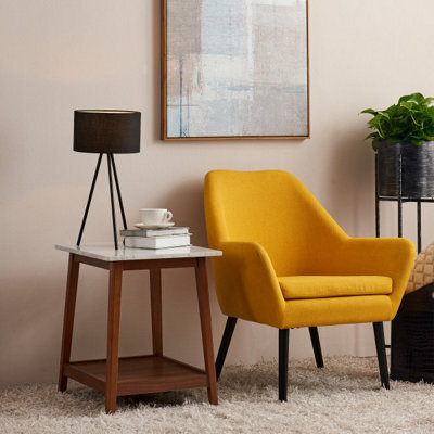 Teamson Home Wooden Square Side Table With Marble Effect Top With Shelf For Living Room Or Office - 50.8 X 45.7 X 55.9 (Cm) - image 1