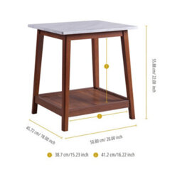 Teamson Home Wooden Square Side Table With Marble Effect Top With Shelf For Living Room Or Office - 50.8 X 45.7 X 55.9 (Cm) - thumbnail 4