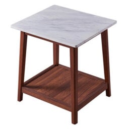 Teamson Home Wooden Square Side Table With Marble Effect Top With Shelf For Living Room Or Office - 50.8 X 45.7 X 55.9 (Cm) - thumbnail 7