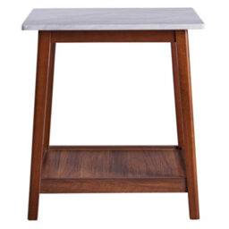 Teamson Home Wooden Square Side Table With Marble Effect Top With Shelf For Living Room Or Office - 50.8 X 45.7 X 55.9 (Cm) - thumbnail 6