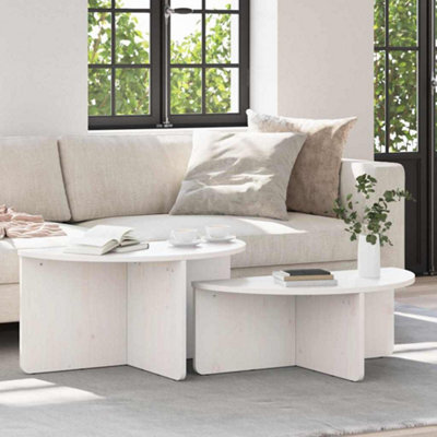 Berkfield Coffee Table 2 Pcs White 79 X 39.5 X 40 Cm Solid Pine Wood - image 1