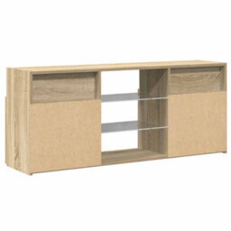 Berkfield Modern Tv Cabinet With Led Lights Sonoma Oak 120X30X50 Cm - thumbnail 9