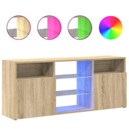 Berkfield Modern Tv Cabinet With Led Lights Sonoma Oak 120X30X50 Cm - thumbnail 1