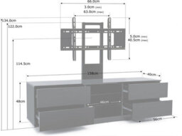 "Centurion Supports Avitus Gloss Black With 4-Walnut Drawers For Up To 65"" Led/lcd/plasma Tv Stand With Mounting Arm" - thumbnail 9