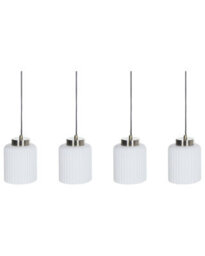 Wyld And Coco Luminalux Industrial Pendant Lamp Black And Brass With Four White Glass Shades For Dining And Living Rooms - thumbnail 1