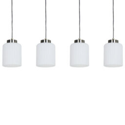 Wyld And Coco Luminalux Industrial Pendant Lamp Black And Brass With Four White Glass Shades For Dining And Living Rooms - thumbnail 4