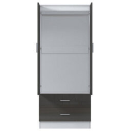 Reflect 2 Door 2 Drawer Combi Plain Wardrobe - Grey Gloss & Matt White - Hanging Rails, Drawers & Shelf - H: 180Cm X W: 76Cm - thumbnail 8