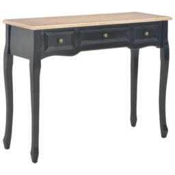 Berkfield Dressing Console Table With 3 Drawers Black - thumbnail 1