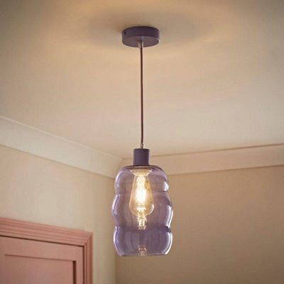 Valuelights Lolly Lilac Glass Bubble Pendant Ceiling Light - image 1