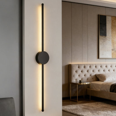 60Cm Dimmable Led Wall Light, Modern Black Strip For Indoor & Outdoor Use, Ip65 Rated - image 1