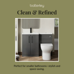 Balterley Left-Hand Bathroom Vanity And Wc Unit Combination With Basin - 1100mm - Gloss Grey With Black Handles - thumbnail 7