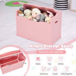 Costway Wooden Toy Box Lift-Top Storage Chest Seating Bench - thumbnail 4