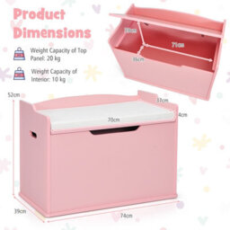 Costway Wooden Toy Box Lift-Top Storage Chest Seating Bench - thumbnail 2