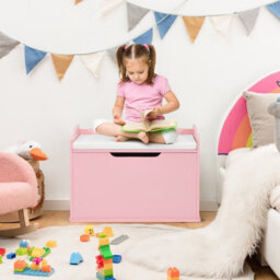 Costway Wooden Toy Box Lift-Top Storage Chest Seating Bench - thumbnail 8