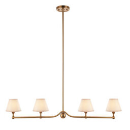 Loops Elegant Vintage Brushed Brass Ceiling Pendant Light With White Shades - thumbnail 1