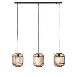 Luminosa Lighting Luminosa Mathias Bar Pendant Ceiling Lamp, Natural Bamboo, Plywood, Matt Black Paint