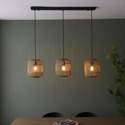 Luminosa Lighting Luminosa Mathias Bar Pendant Ceiling Lamp, Natural Bamboo, Plywood, Matt Black Paint - thumbnail 5