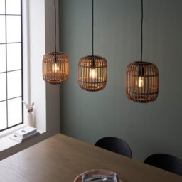 Luminosa Lighting Luminosa Mathias Bar Pendant Ceiling Lamp, Natural Bamboo, Plywood, Matt Black Paint - thumbnail 2