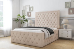 "Sloomy Vienna Sand Naples Bed Frame With Mattress With 50"" Upholstered Headboard 4'6 Double" - thumbnail 2