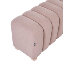 Wyld And Coco Beige Boucle Bed Bench With Round Rubberwood Legs, Compact Modern Pouffe Ottoman (W111 X D40 X H45Cm) - thumbnail 6