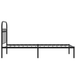 Berkfield Metal Bed Frame Without Mattress With Headboard Black 75X190Cm - thumbnail 5