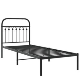 Berkfield Metal Bed Frame Without Mattress With Headboard Black 75X190Cm - thumbnail 3
