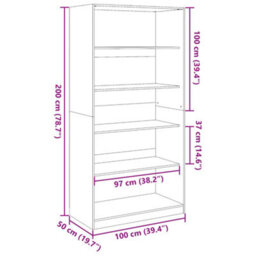 Berkfield Wardrobe Concrete Grey 100X50X200 Cm Engineered Wood - thumbnail 9