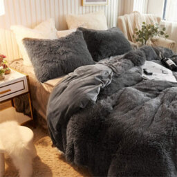 Groundlevel Grey Faux Fur Soft Duvet Cover Set - thumbnail 3