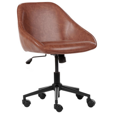 Beliani Desk Chair Bardsdale Faux Leather Brown - image 1