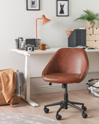 Beliani Desk Chair Bardsdale Faux Leather Brown - thumbnail 2