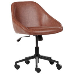Beliani Desk Chair Bardsdale Faux Leather Brown - thumbnail 1
