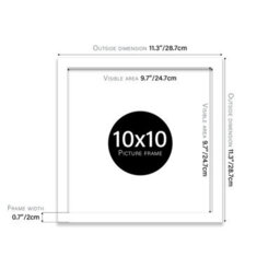 10X10 White Picture Frame (25.4 X 25.4Cm) Poster, Photo, Artwork, Gallery Wall Or Print - thumbnail 3