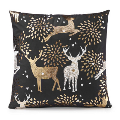 "Luxury Living Reindeer Gold 18"" Christmas Cushion" - image 1