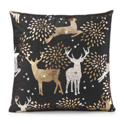 "Luxury Living Reindeer Gold 18"" Christmas Cushion"