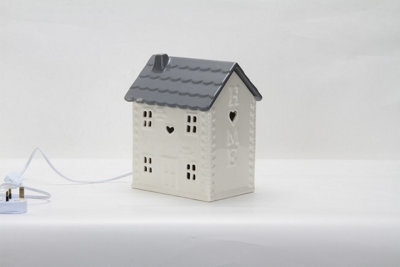Grey Ceramic House Table Lamp Cosy Decorative Lighting For Bedrooms, Living Rooms & Hallways - image 1