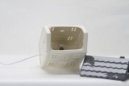 Grey Ceramic House Table Lamp Cosy Decorative Lighting For Bedrooms, Living Rooms & Hallways - thumbnail 3