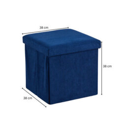 Home Source Square Corduroy Folding Storage Ottoman Blue - thumbnail 7