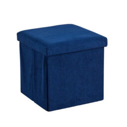 Home Source Square Corduroy Folding Storage Ottoman Blue - thumbnail 6