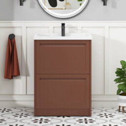 Royal Bathrooms Elmore 600mm Floor Standing 2 Drawer Bathroom Vanity Unit With Traditional Ceramic Basin Sink - Terracotta Clay - thumbnail 3