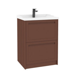Royal Bathrooms Elmore 600mm Floor Standing 2 Drawer Bathroom Vanity Unit With Traditional Ceramic Basin Sink - Terracotta Clay - thumbnail 6