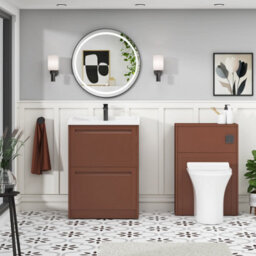Royal Bathrooms Elmore 600mm Floor Standing 2 Drawer Bathroom Vanity Unit With Traditional Ceramic Basin Sink - Terracotta Clay - thumbnail 4