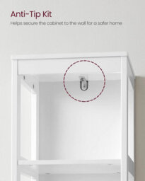 Songmics High Cabinet Bathroom Storage Cabinet With Legs Slim Column With 2 Drawers And 3 Open Compartments, White - thumbnail 6