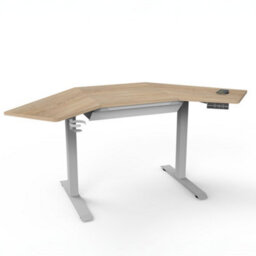 Koble Gino Corner Sit Stand Smart Desk Ash With White Drawer - thumbnail 2
