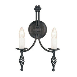 Elegant Twin Wall Light With Handcrafted Flower Design And Black Finish