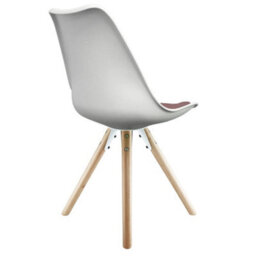 Fusion Living Soho White & Blush Pink Plastic Dining Chair With Pyramid Light Wood Legs - thumbnail 4
