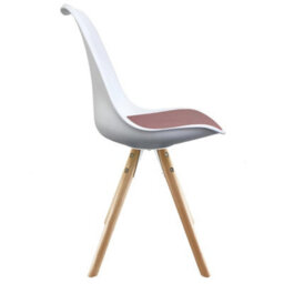 Fusion Living Soho White & Blush Pink Plastic Dining Chair With Pyramid Light Wood Legs - thumbnail 5